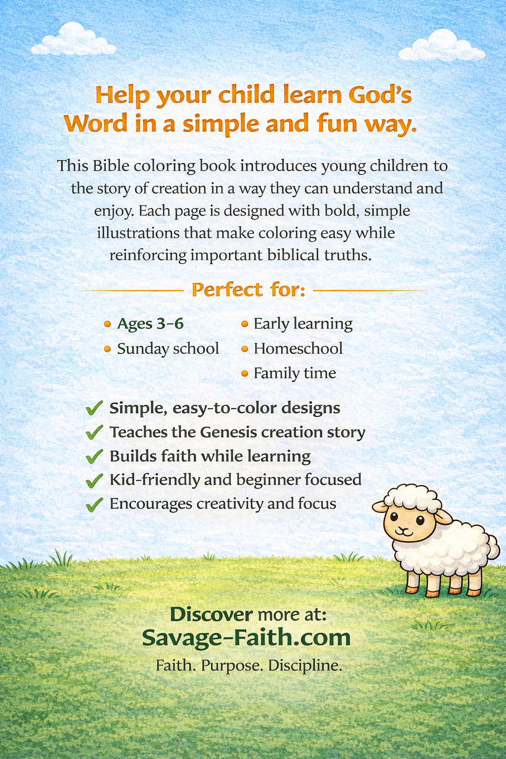 Genesis Creation Story Coloring Book – A Fun and Faith-Filled Bible Coloring Adventure for Kids