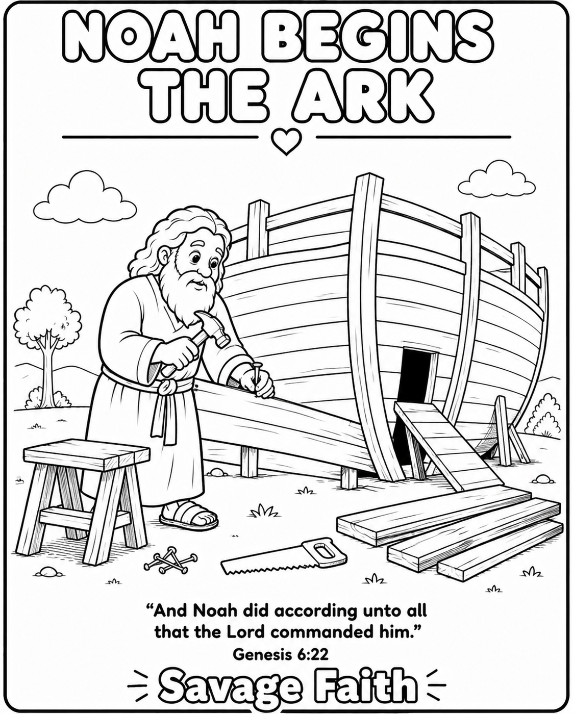 Noah’s Ark Coloring Book for Kids | Savage Faith Early Faith Series Book 3
