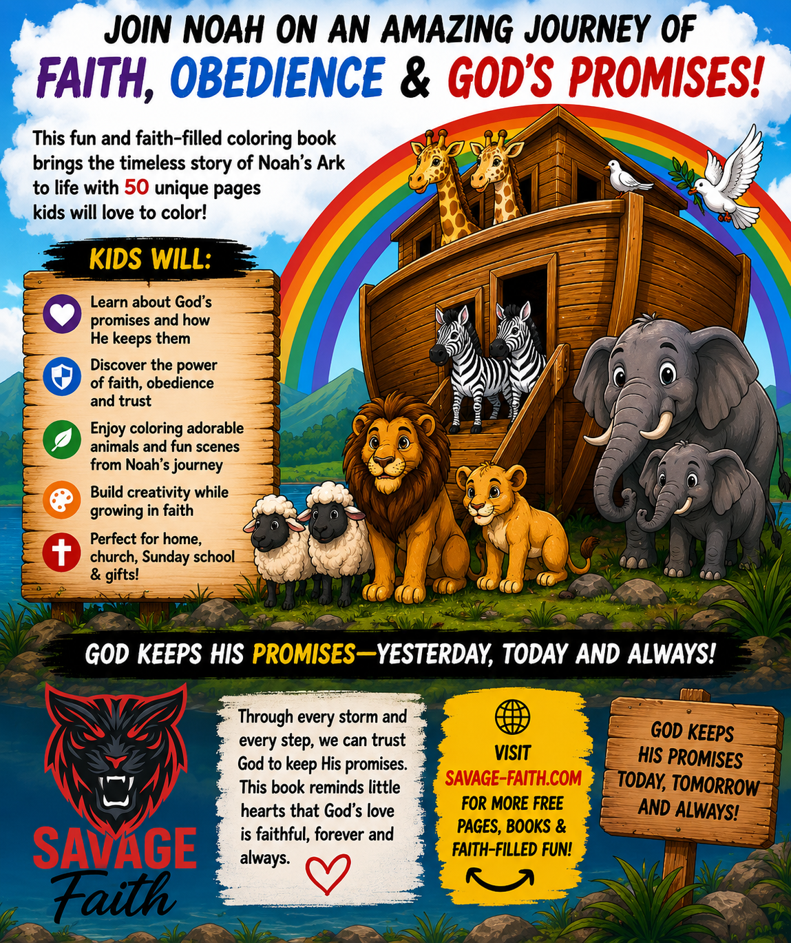 Noah’s Ark Coloring Book for Kids | Savage Faith Early Faith Series Book 3