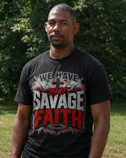 Christian Shirt – We Have That Savage Faith Graphic Tee