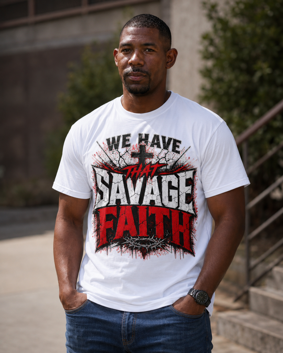Christian Shirt – We Have That Savage Faith Graphic Tee