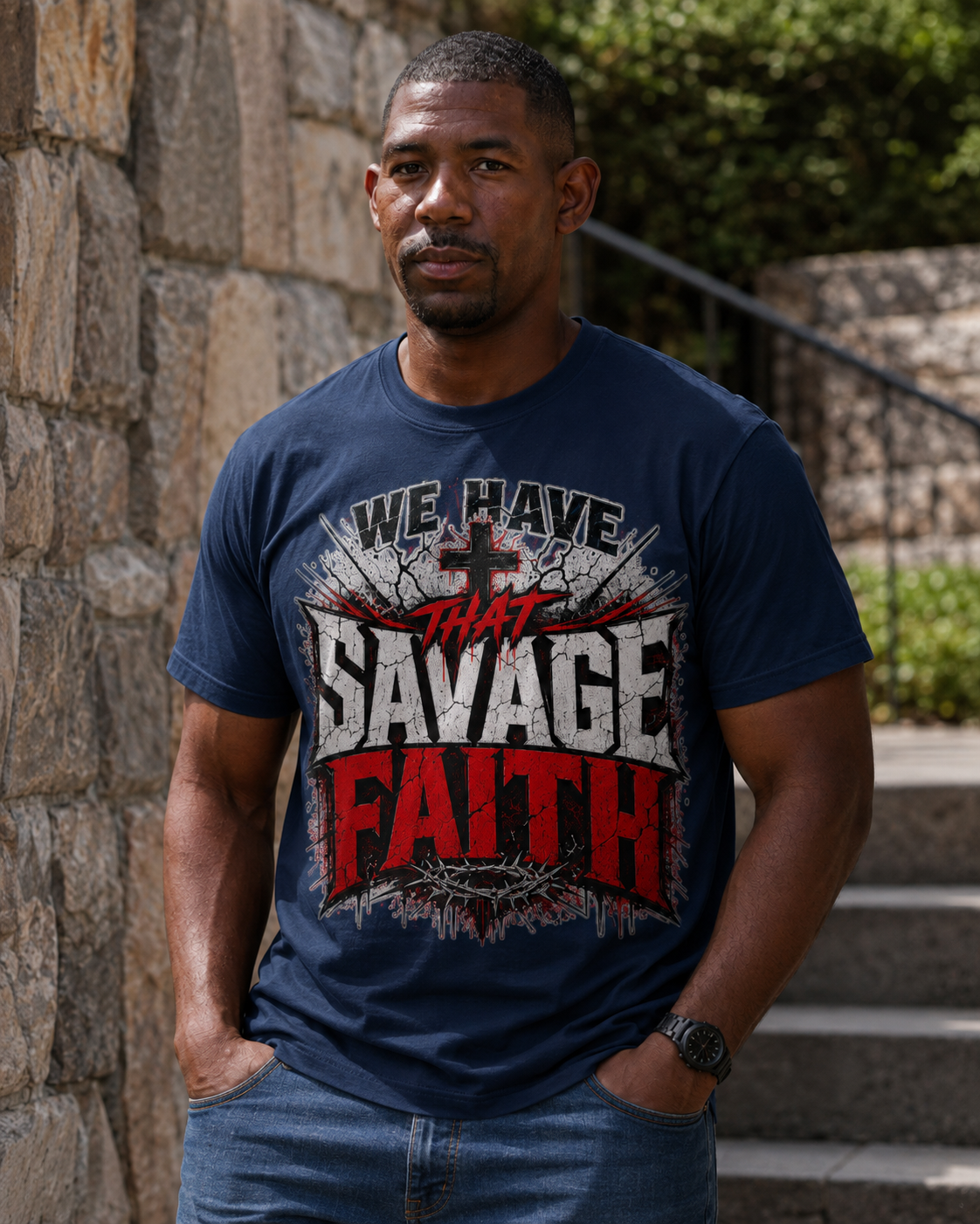 Christian Shirt – We Have That Savage Faith Graphic Tee
